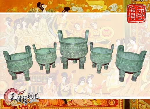 銅鼎，銅五鼎，中國鼎，佛像用鼎